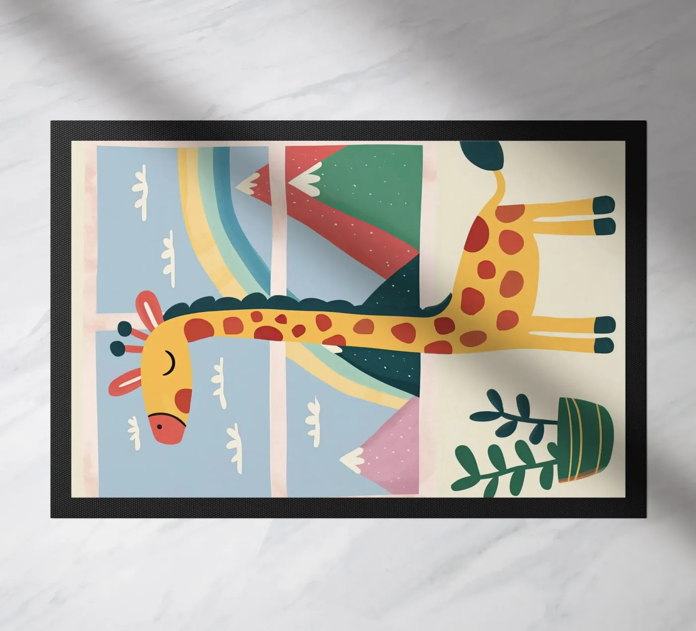 Rainbow Window Giraffe deurmat van Lilo