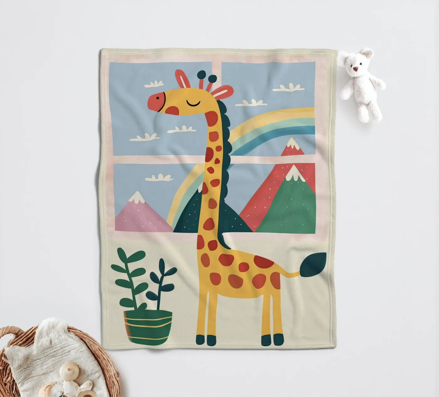 Rainbow Window Giraffe Fleecedecke von Lilo