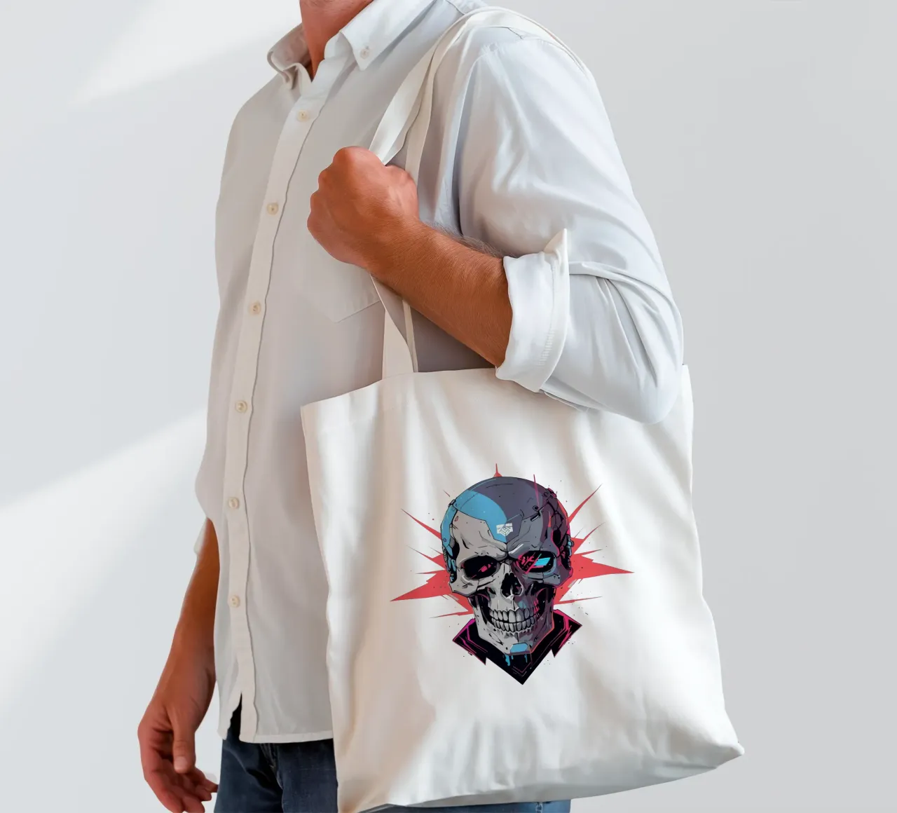 Cranio cyberpunk borsa in juta da artdesign1985