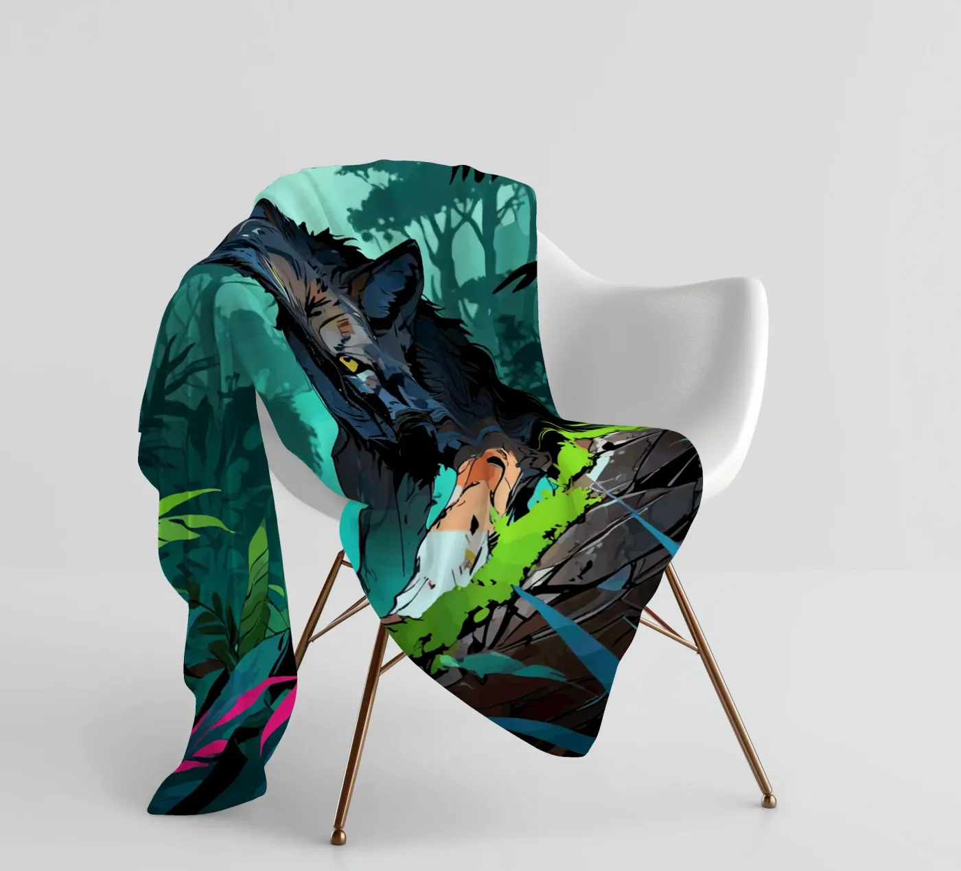 Oerwoudwolf fleecedeken van artdesign1985