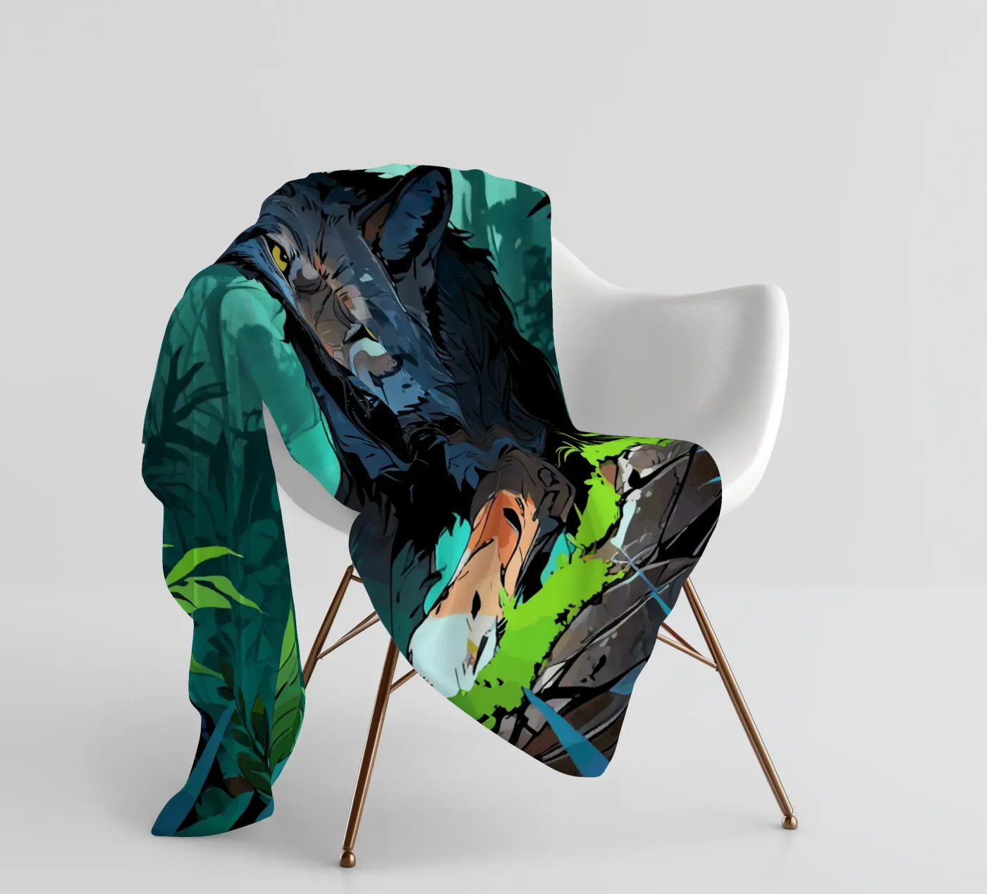 Oerwoudwolf fleecedeken van artdesign1985