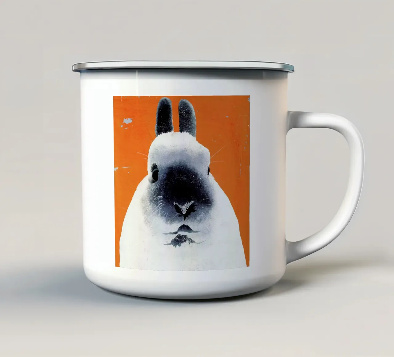 Rabbit Emaille Tasse von Andy Bridge