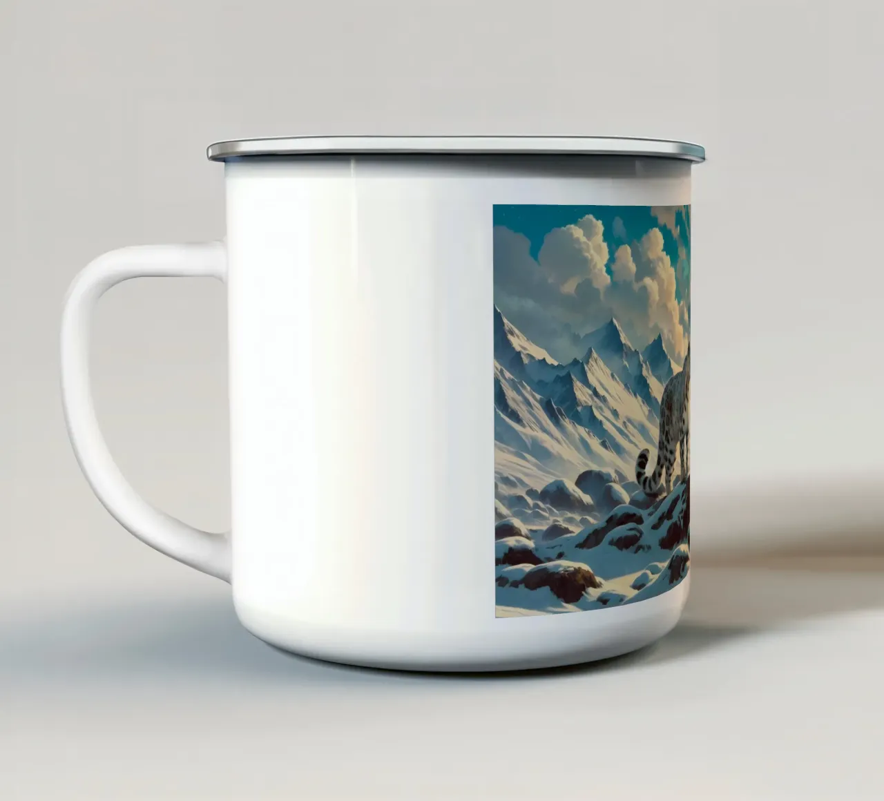PANTHERE DES NEIGES tazza in smalto da RUBIANT ART