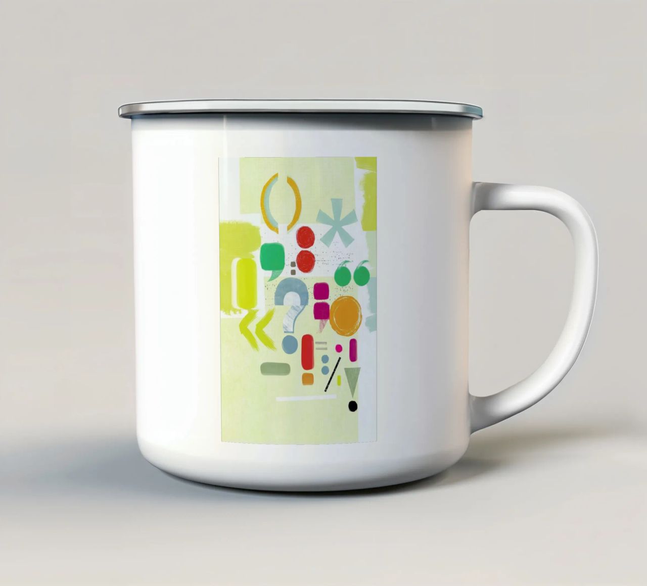 Punctuation tazza in smalto da Catherine Aguilar