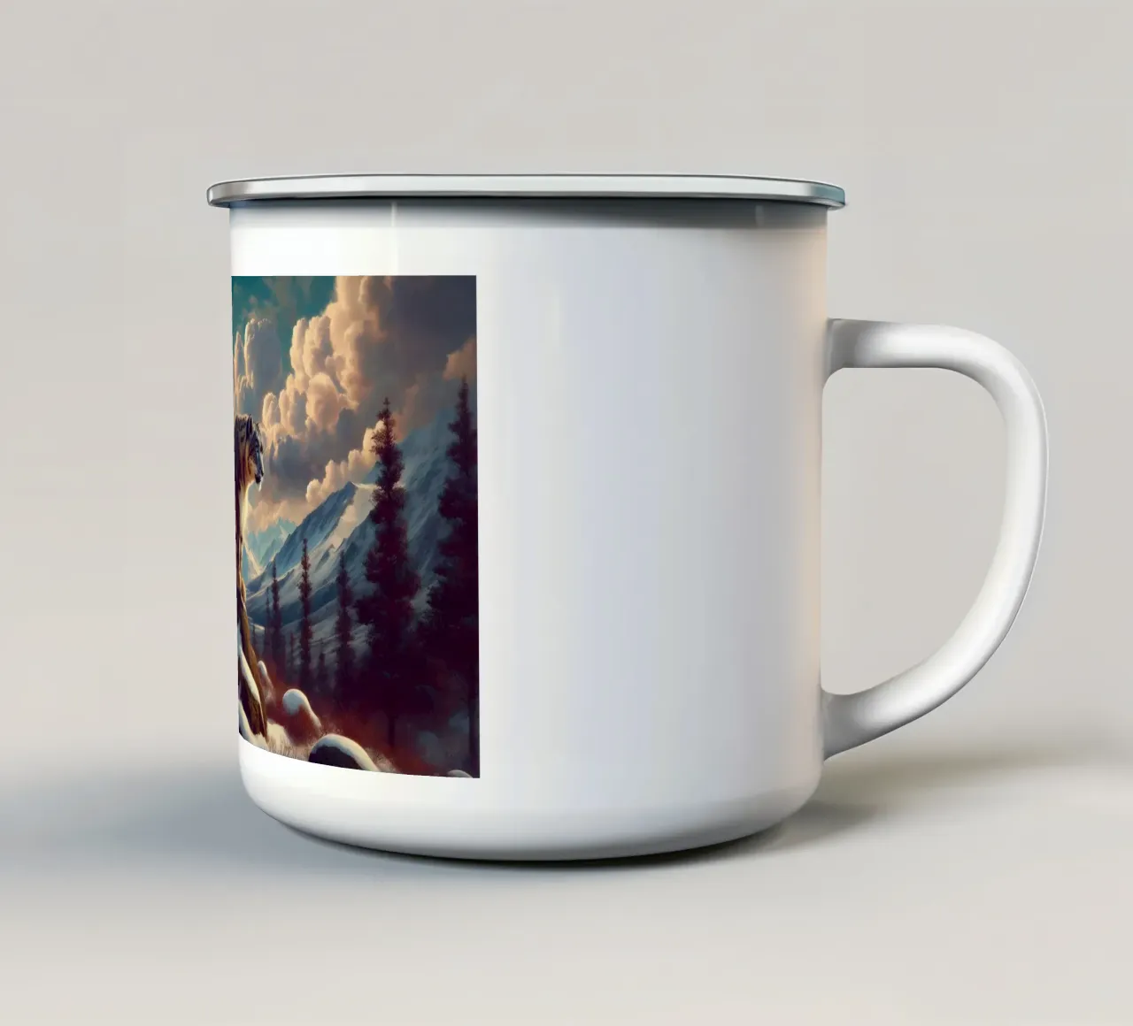 PANTHERE DES NEIGES tazza in smalto da RUBIANT ART