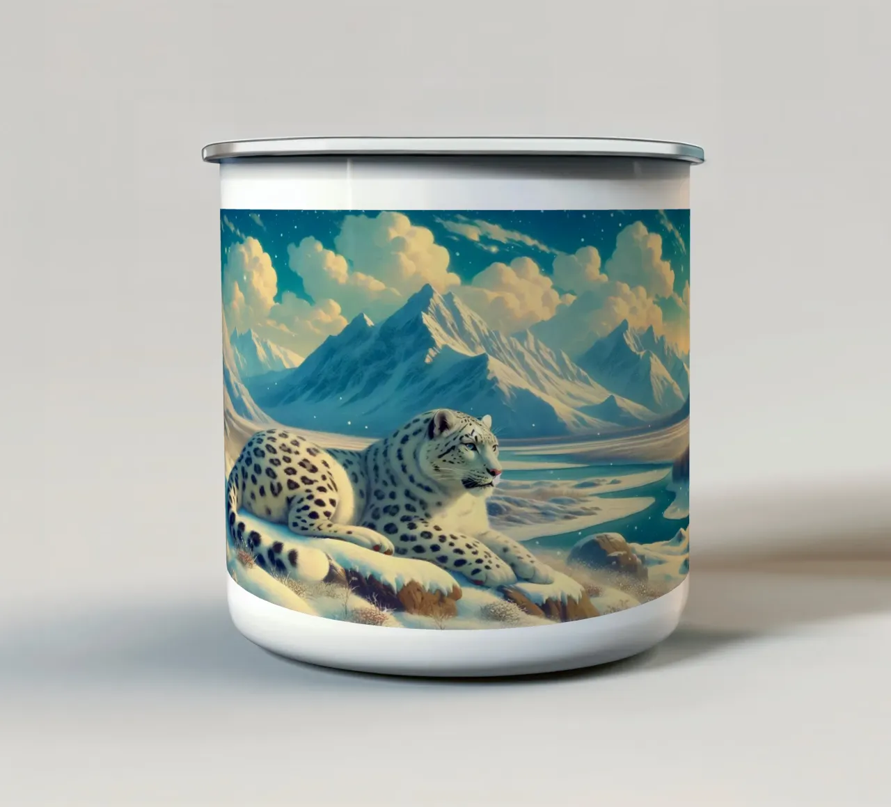 PANTHERE DES NEIGES tazza in smalto da RUBIANT ART