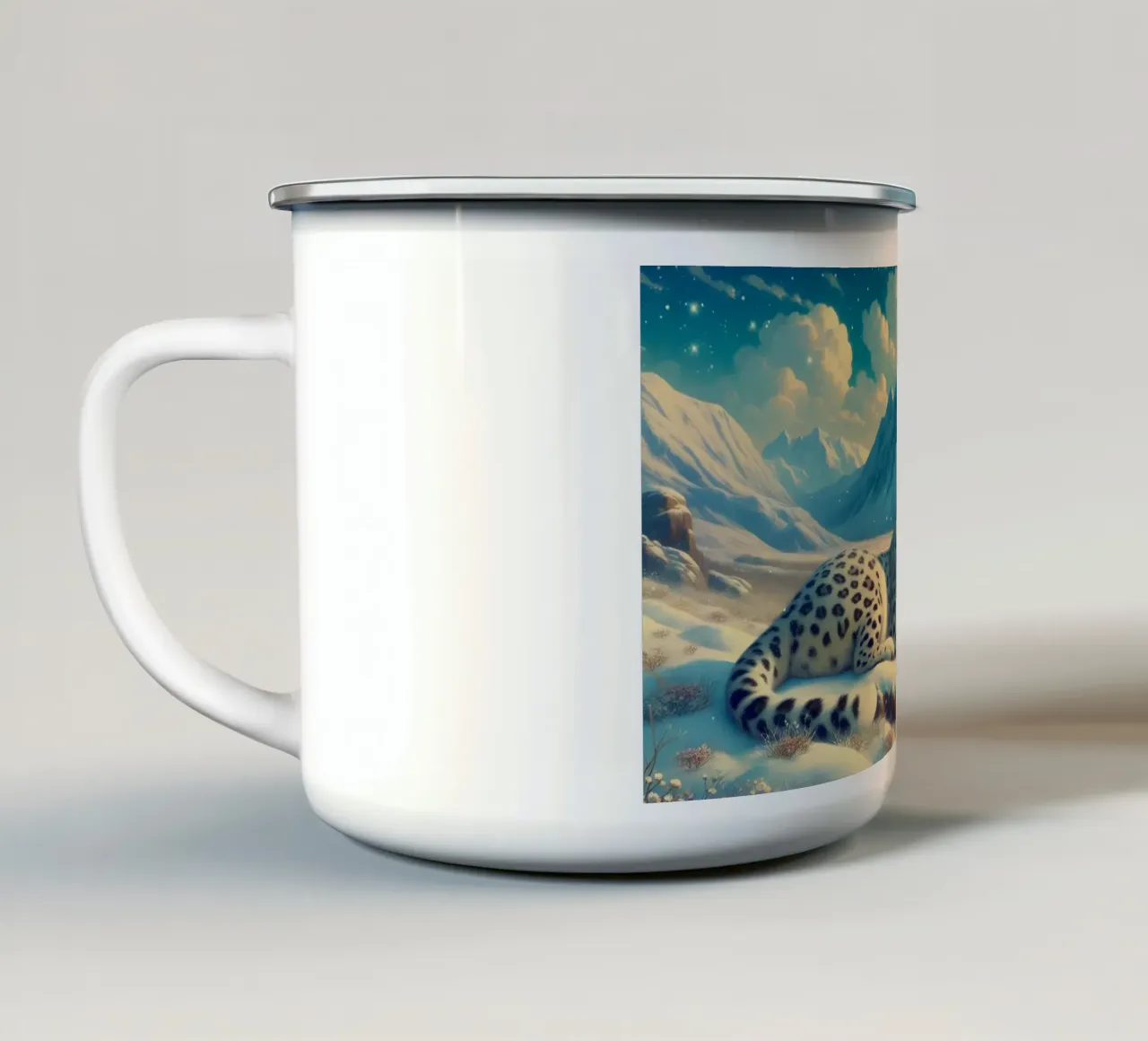 PANTHERE DES NEIGES tazza in smalto da RUBIANT ART