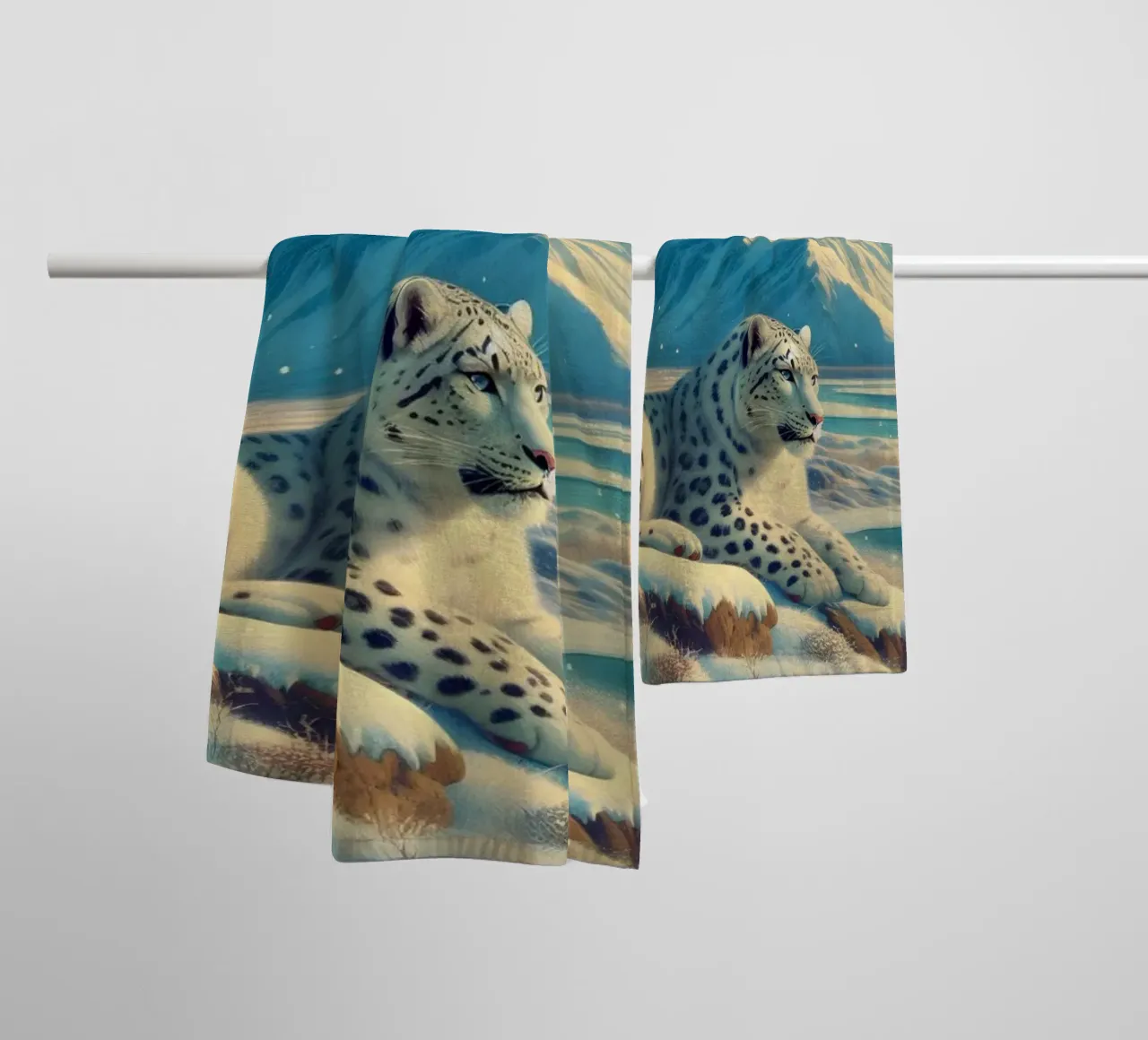 PANTHERE DES NEIGES asciugamano da bagno da RUBIANT ART