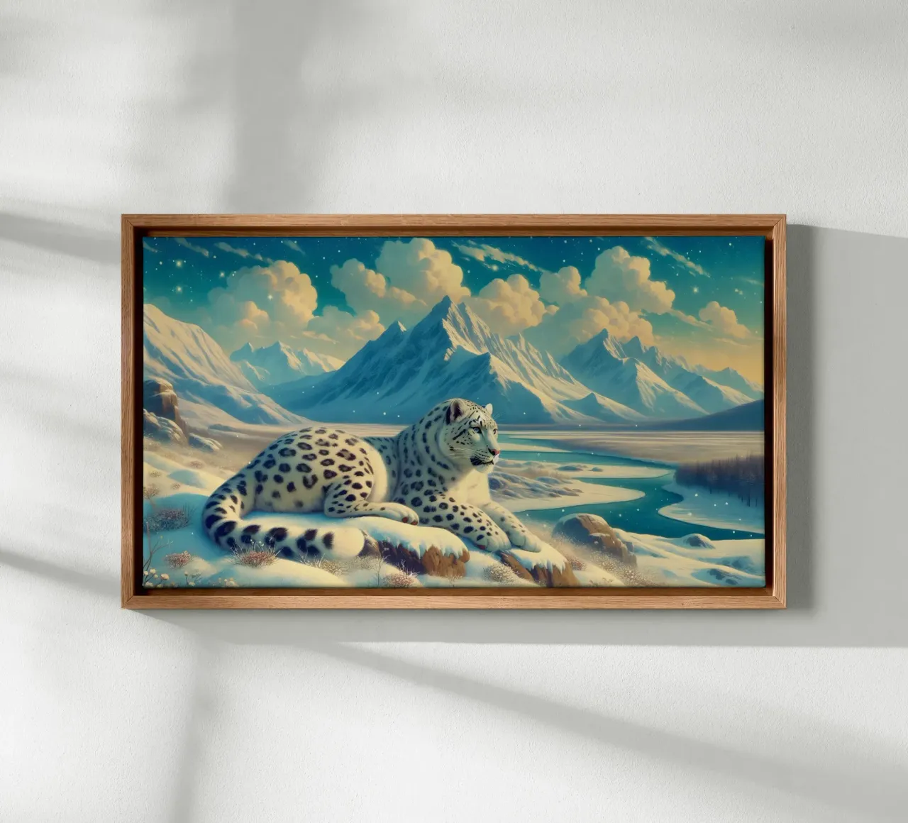 PANTHERE DES NEIGES canvas met Baklijst van RUBIANT ART