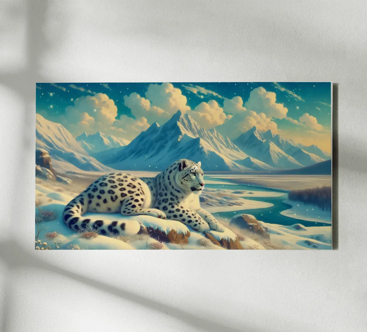 PANTHERE DES NEIGES canvas met Baklijst van RUBIANT ART