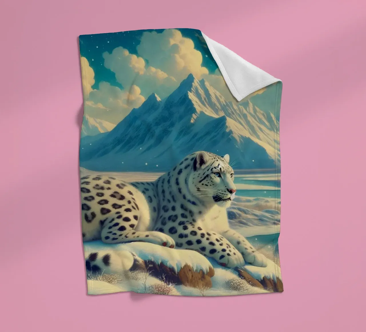 PANTHERE DES NEIGES coperta in pile da RUBIANT ART