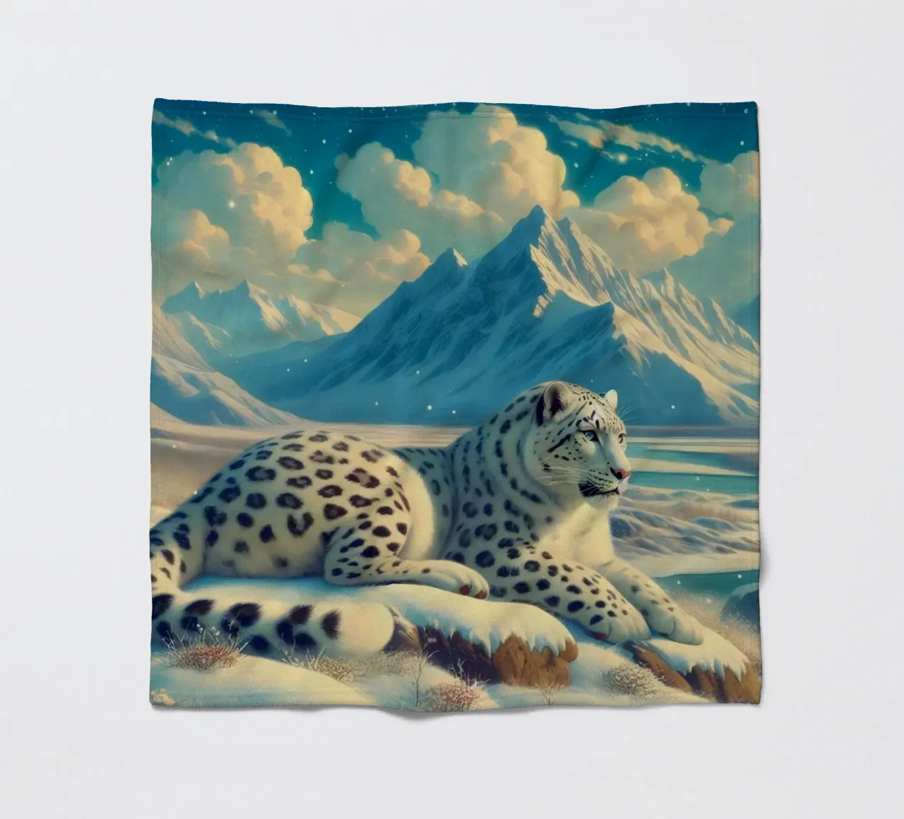 PANTHERE DES NEIGES coperta in pile da RUBIANT ART