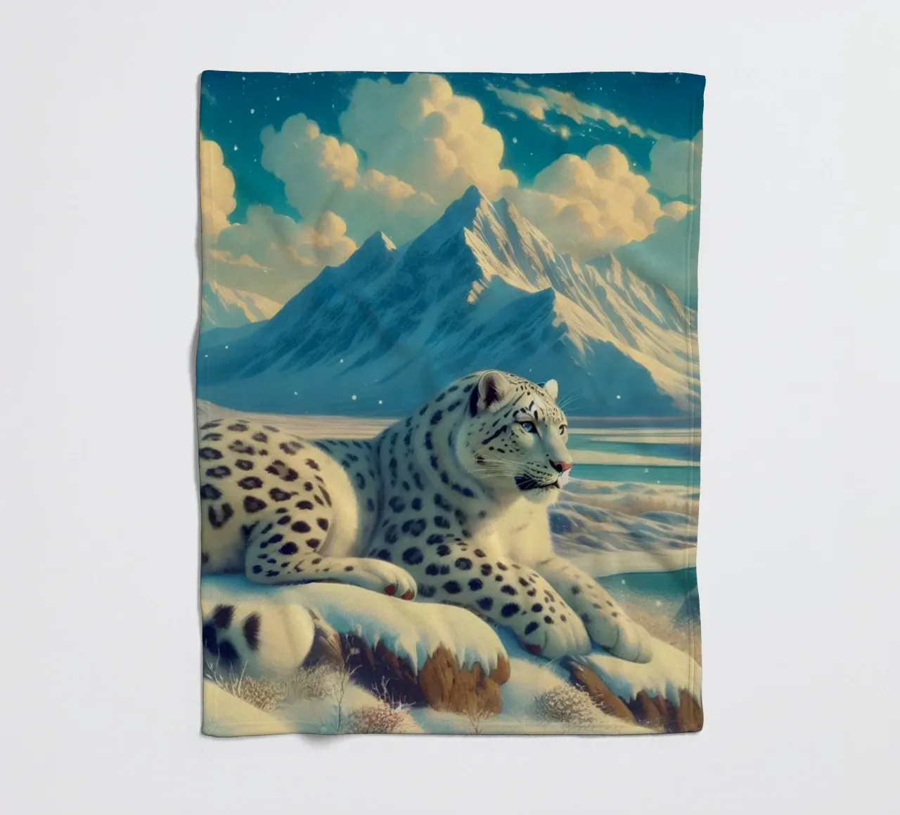 PANTHERE DES NEIGES coperta in pile da RUBIANT ART