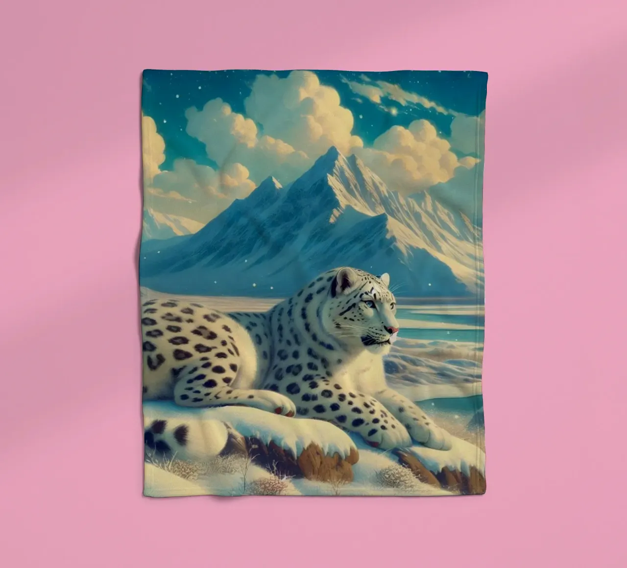 PANTHERE DES NEIGES coperta in pile da RUBIANT ART