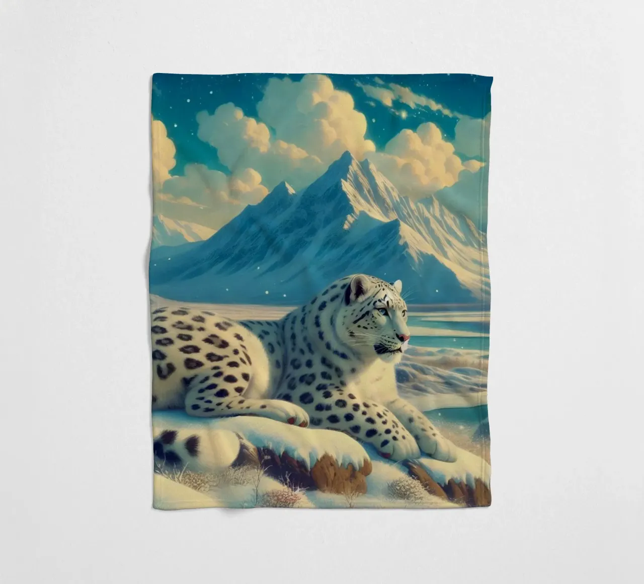 PANTHERE DES NEIGES coperta in pile da RUBIANT ART