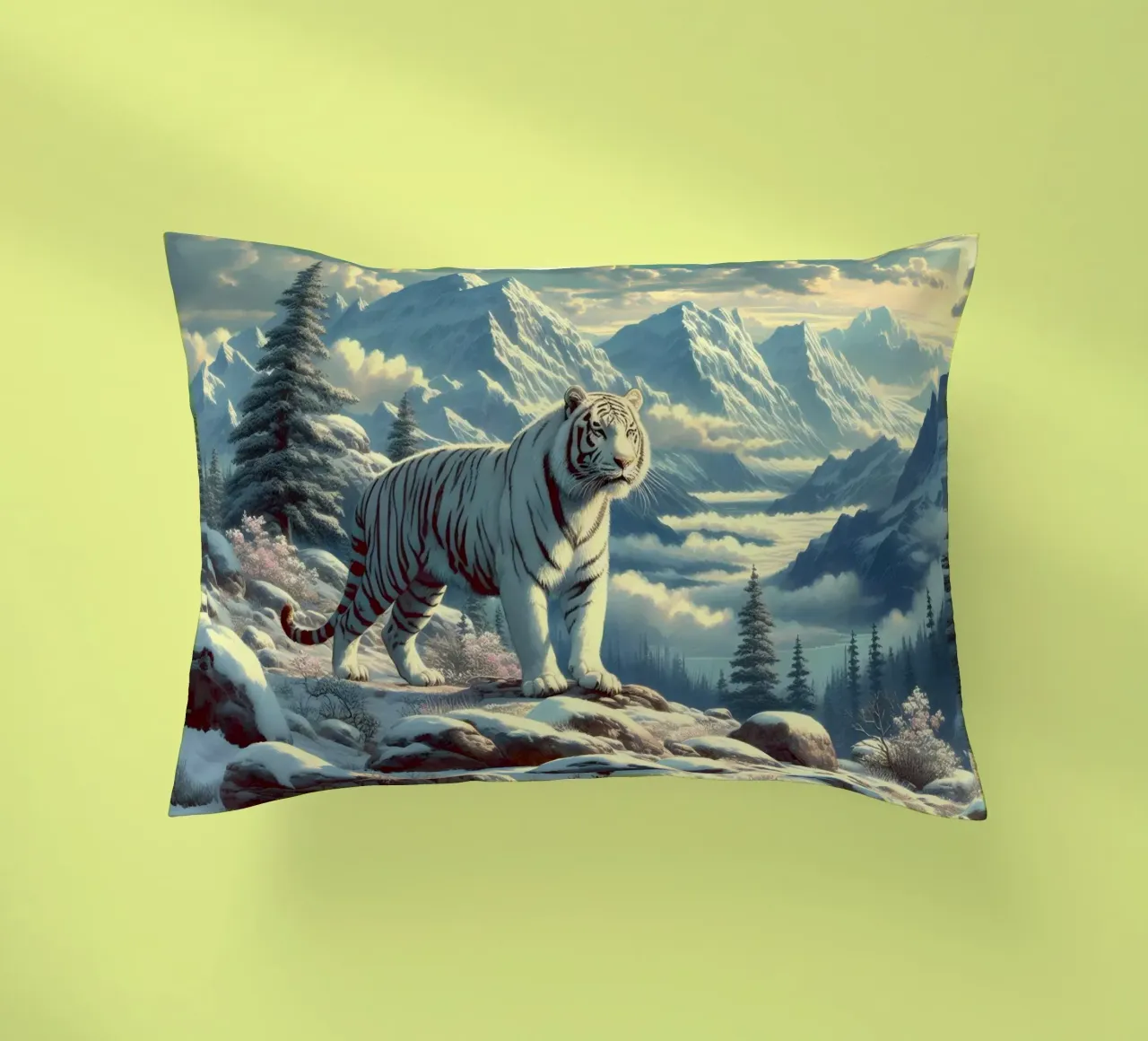 WHITE TIGER decorative cushion by RUBIANT ART