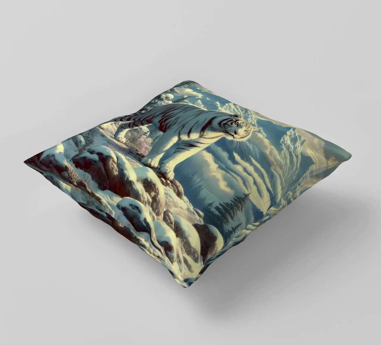 WHITE TIGER decorative cushion by RUBIANT ART
