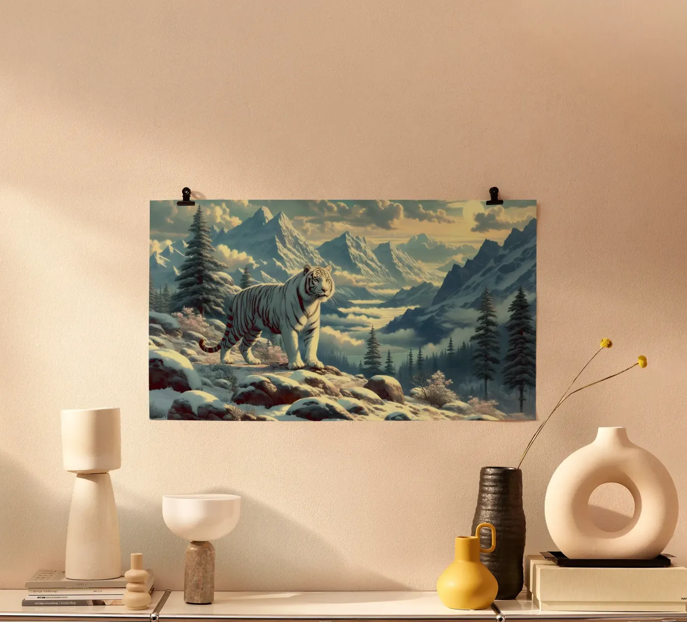WITTE TIJGER poster van RUBIANT ART
