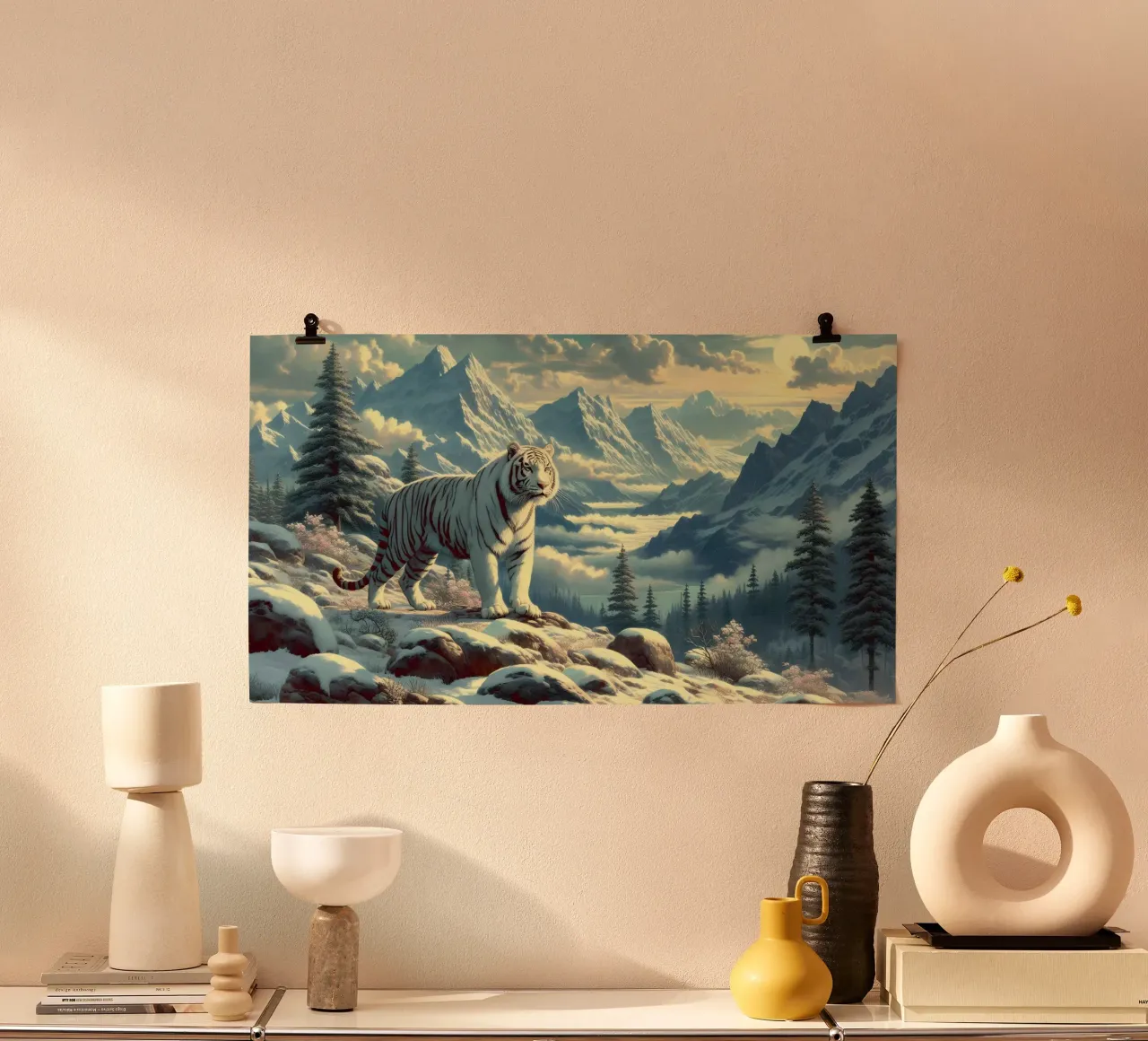 WHITE TIGER poster by RUBIANT ART