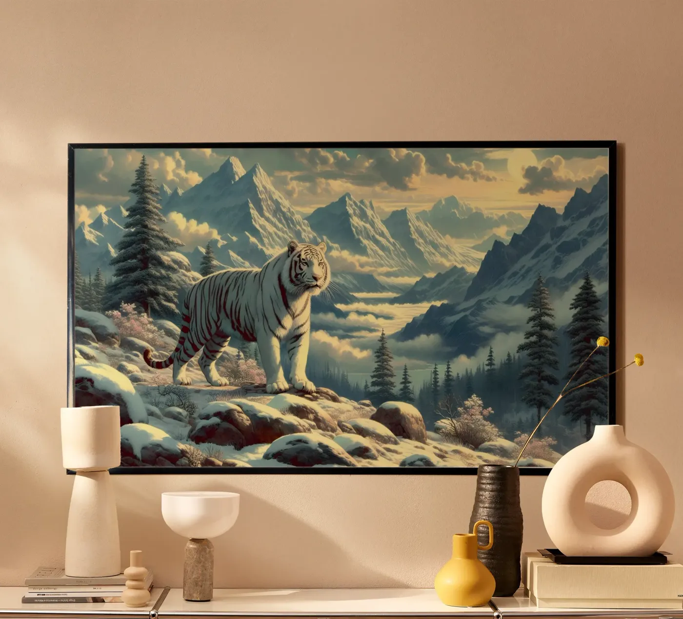 WITTE TIJGER poster van RUBIANT ART