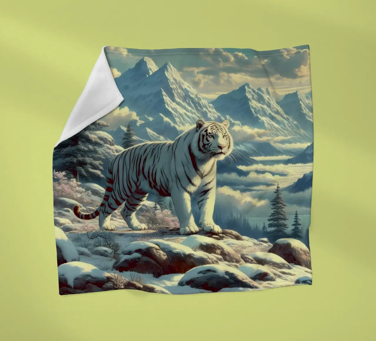 WHITE TIGER fleece blanket by RUBIANT ART