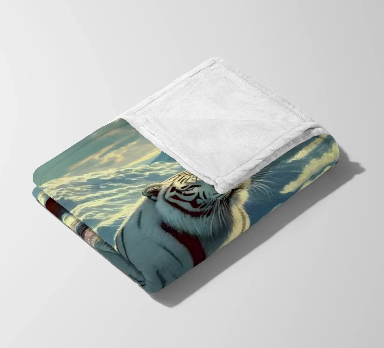 WHITE TIGER fleece blanket by RUBIANT ART