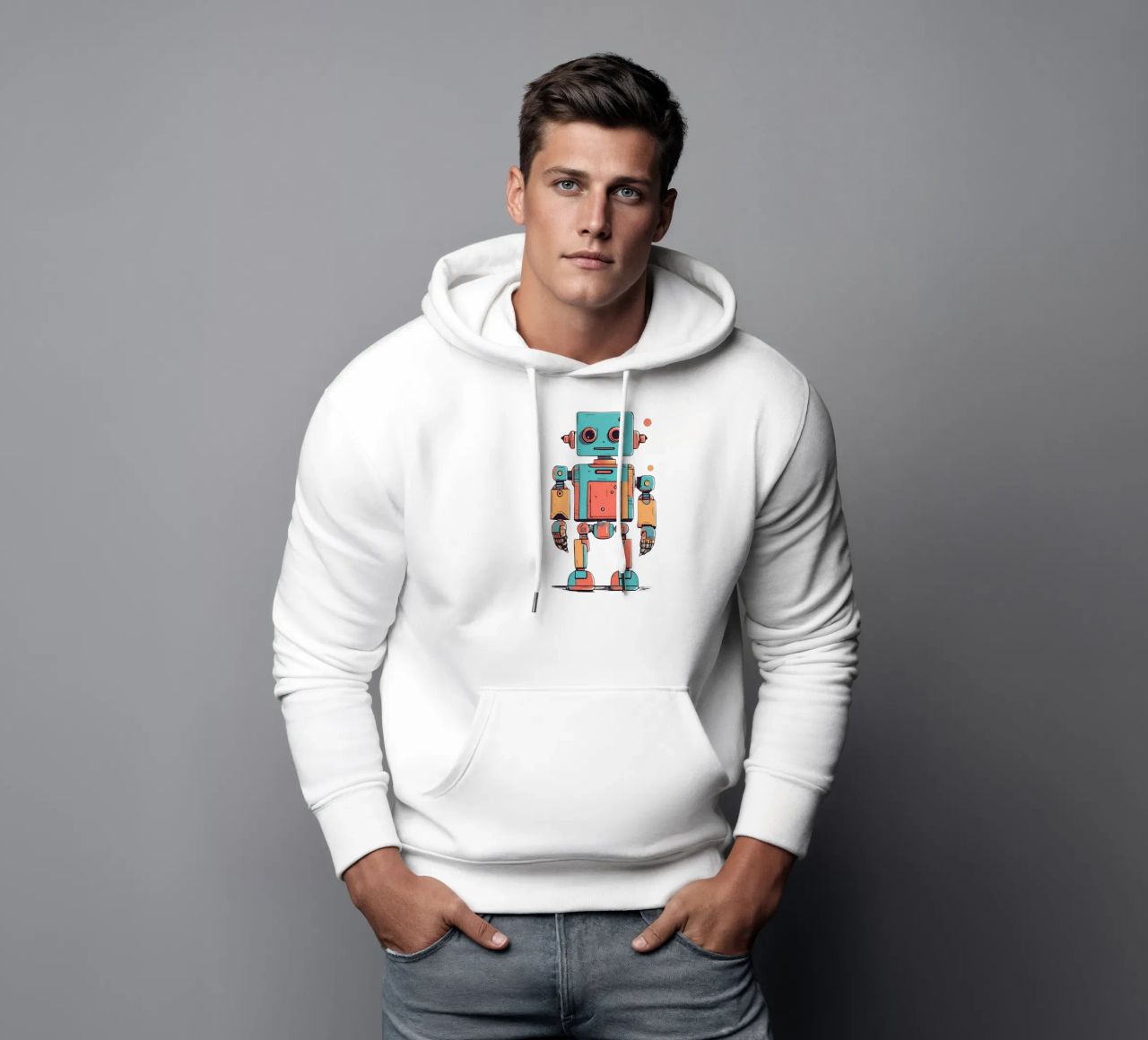 Ptit robot 1 felpa con cappuccio da Rezh creations