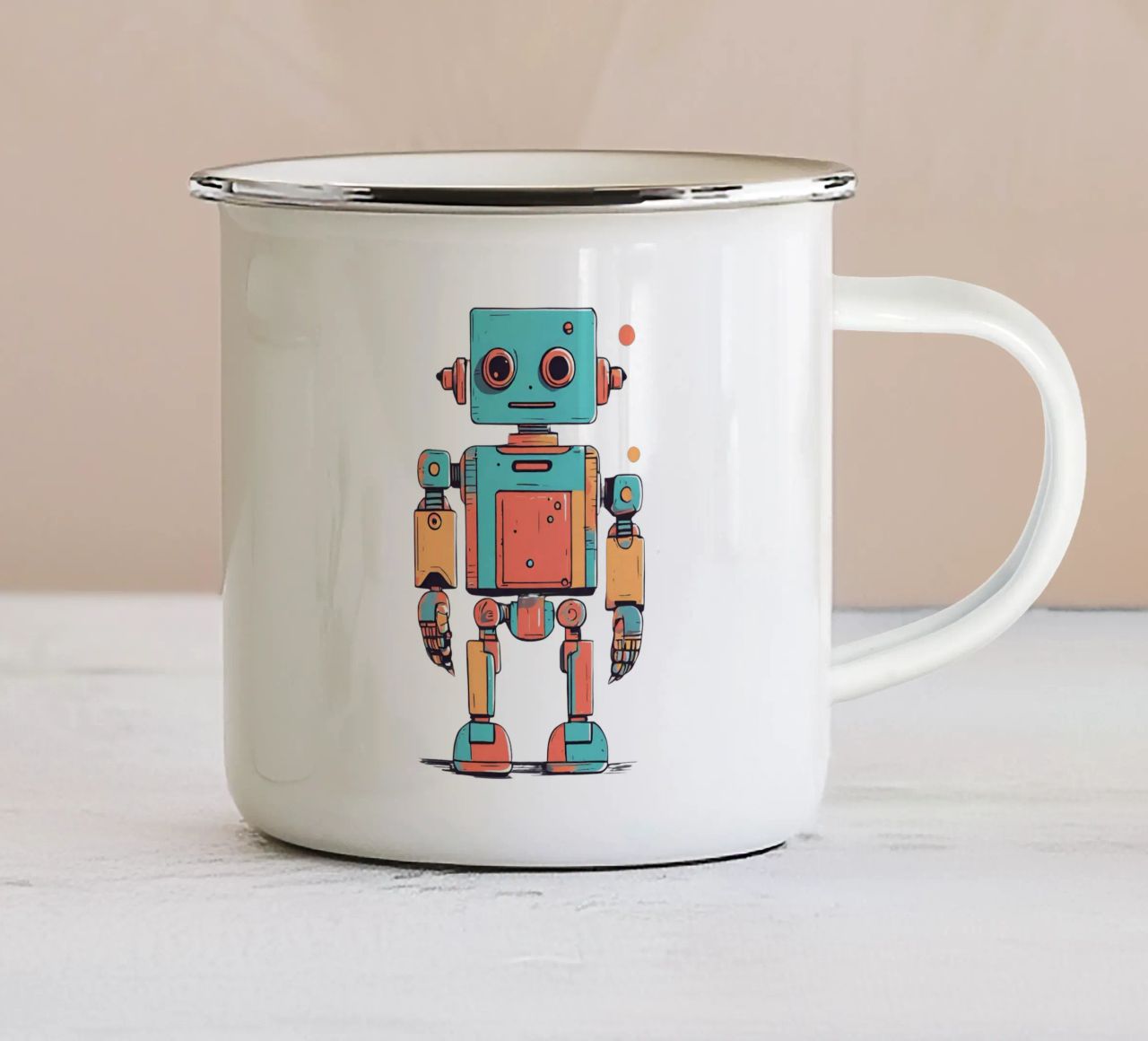 Ptit robot 1 tazza in smalto da Rezh creations