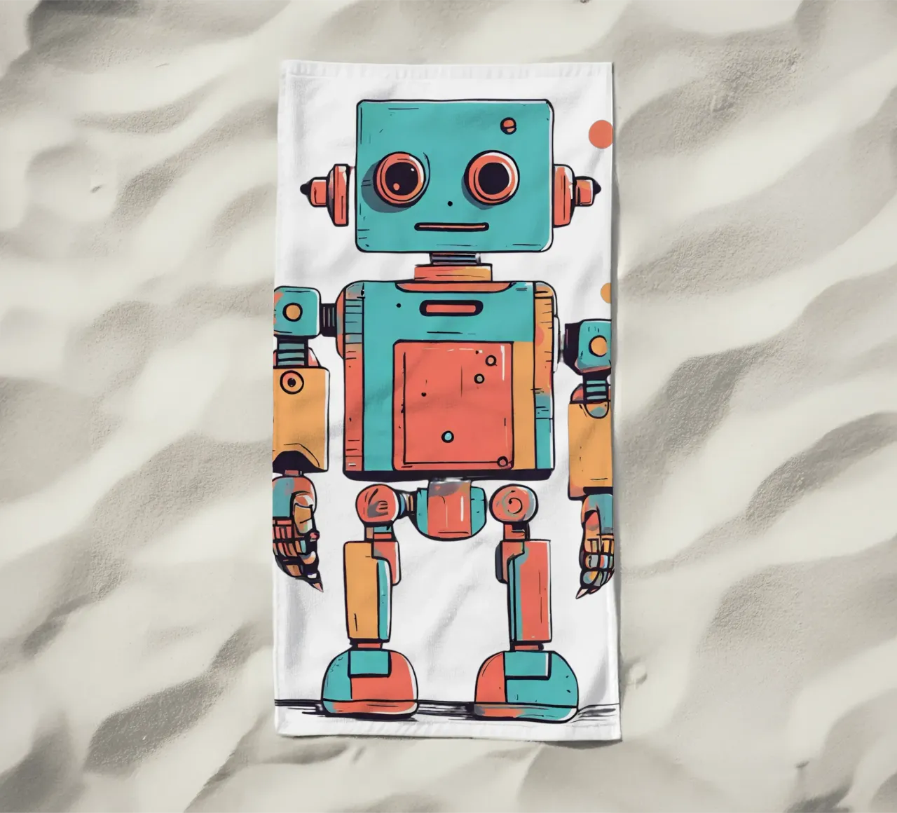 Ptit robot 1 beach towel by Rezh creations