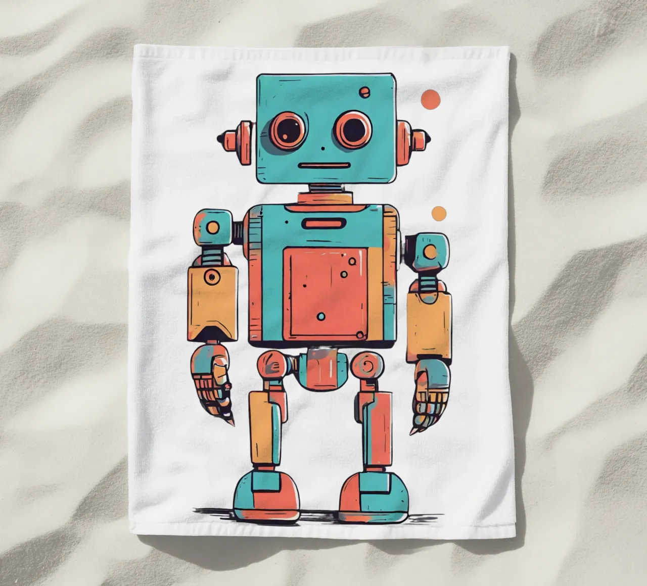 Ptit robot 1 beach towel by Rezh creations
