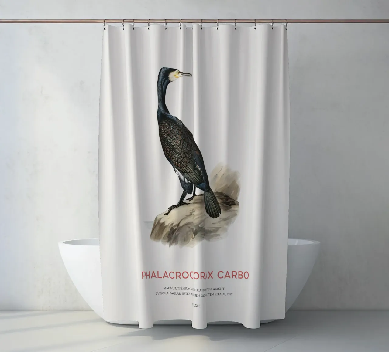 Grote aalscholver of Phalacrocorax carbo douchegordijn van Vintagrafica