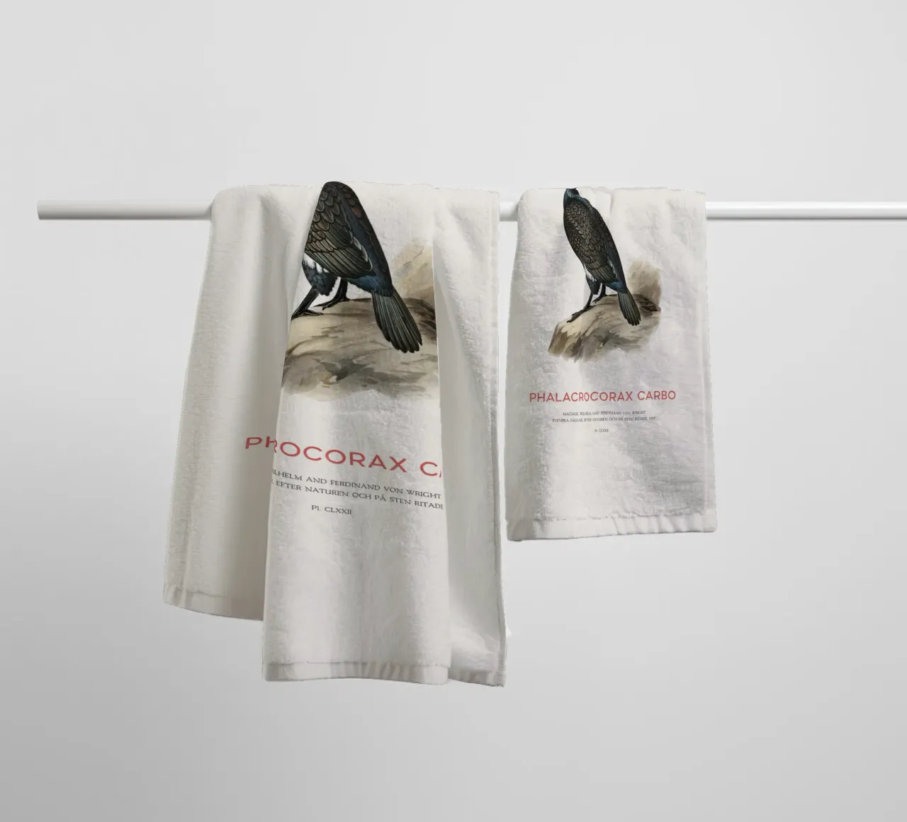 Grote aalscholver of Phalacrocorax carbo badhanddoek van Vintagrafica