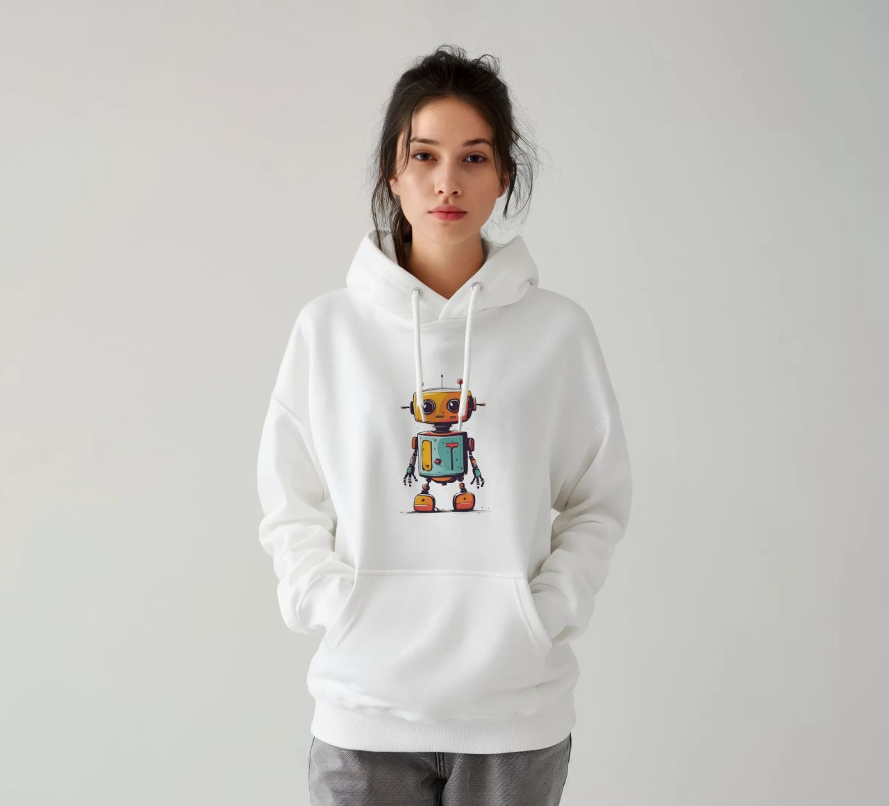 Ptit robot 2 felpa con cappuccio da Rezh creations