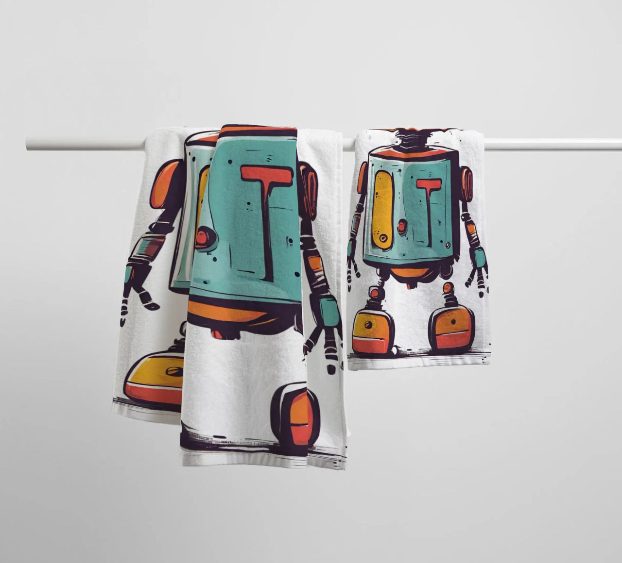 Ptit robot 2 asciugamano da bagno da Rezh creations