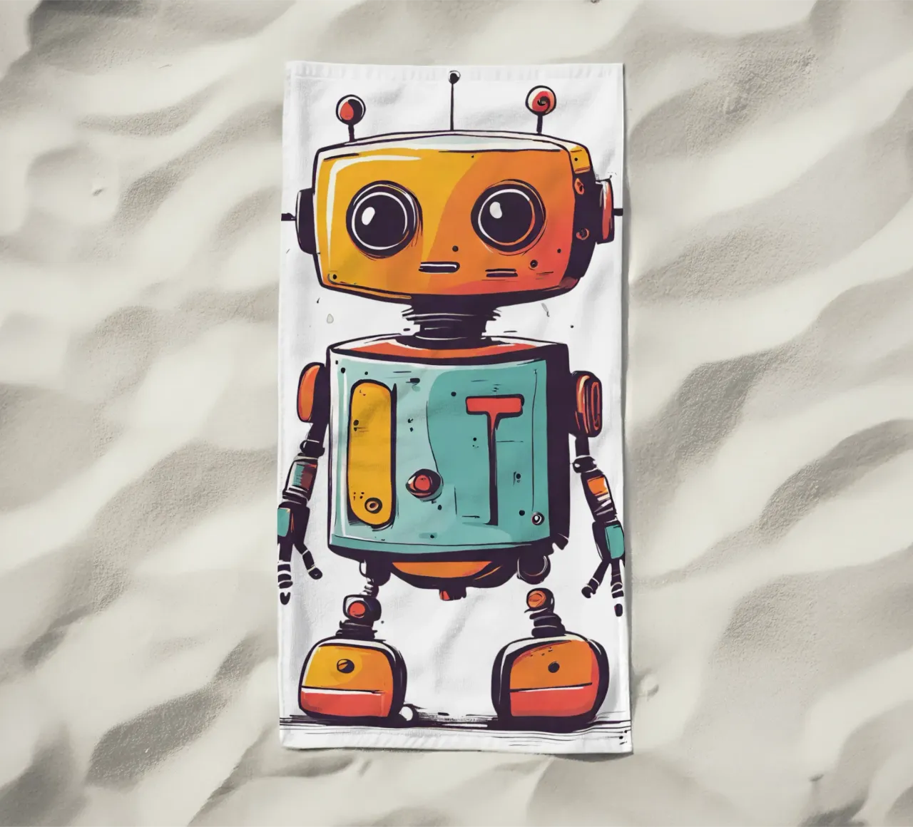 Ptit robot 2 strandhanddoek van Rezh creations