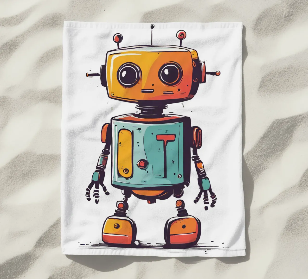 Ptit robot 2 strandhanddoek van Rezh creations