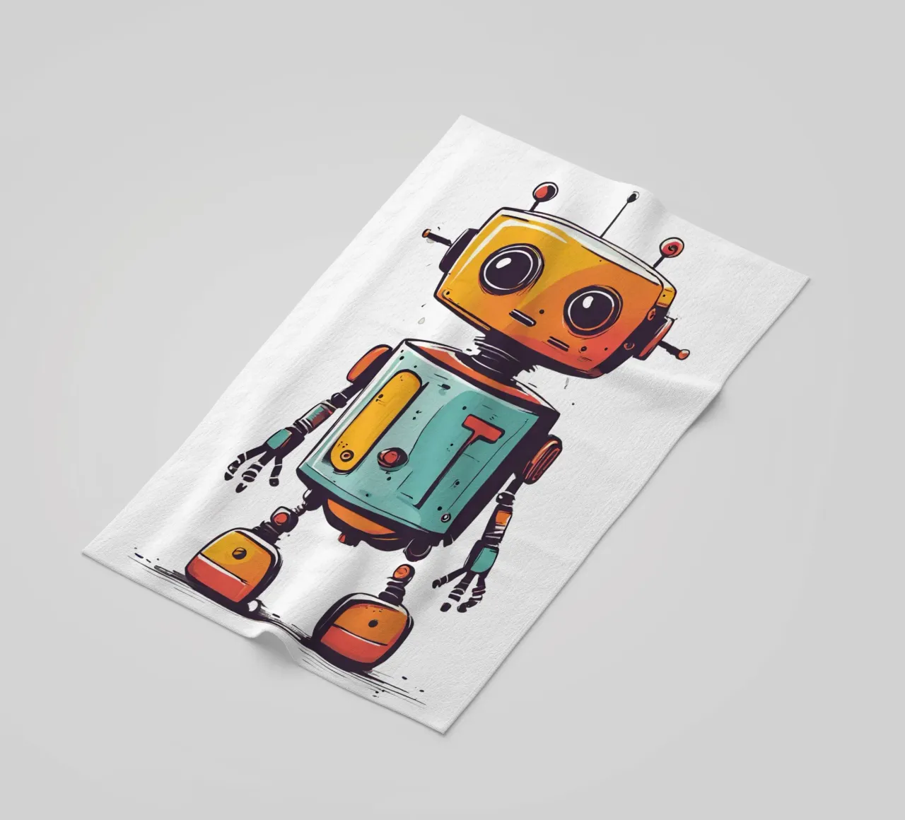 Ptit robot 2 strandhanddoek van Rezh creations