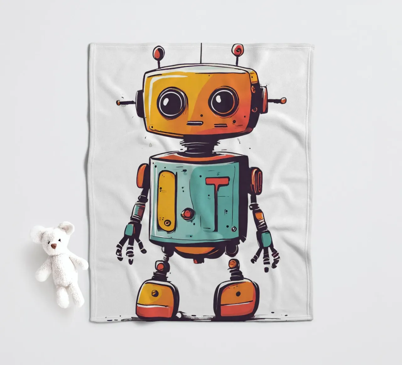 Ptit robot 2 manta de franela de Rezh creations