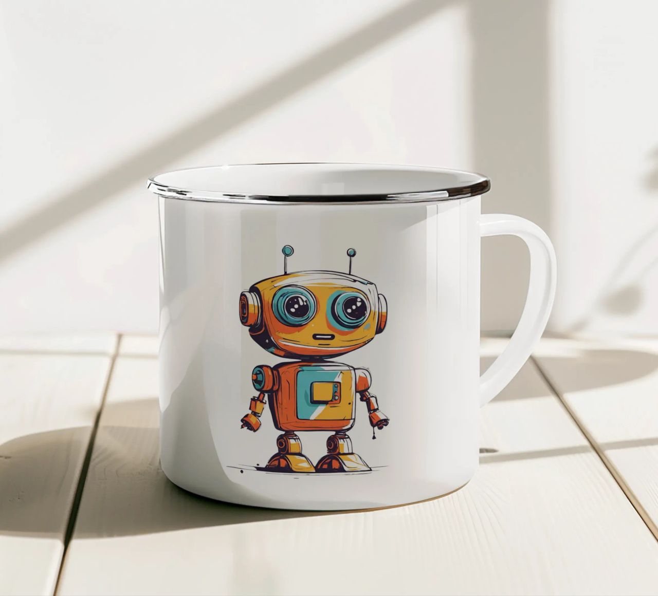 Ptit robot 3 tazza in smalto da Rezh creations