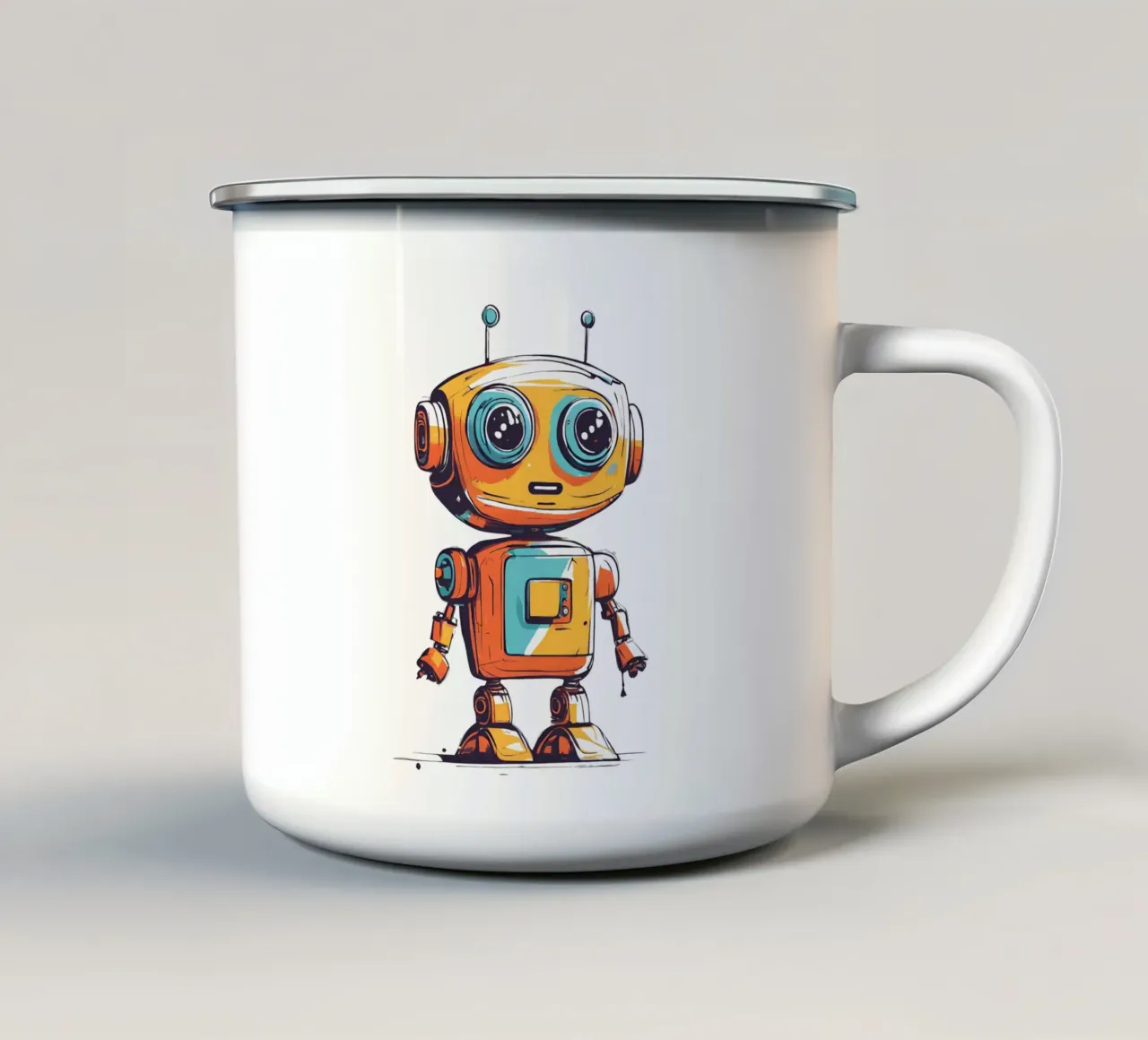 Ptit robot 3 mug en émail de Rezh creations