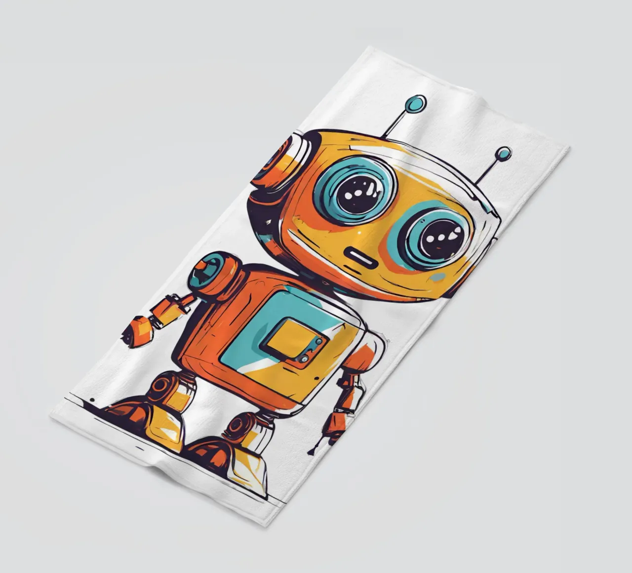 Ptit robot 3 beach towel by Rezh creations