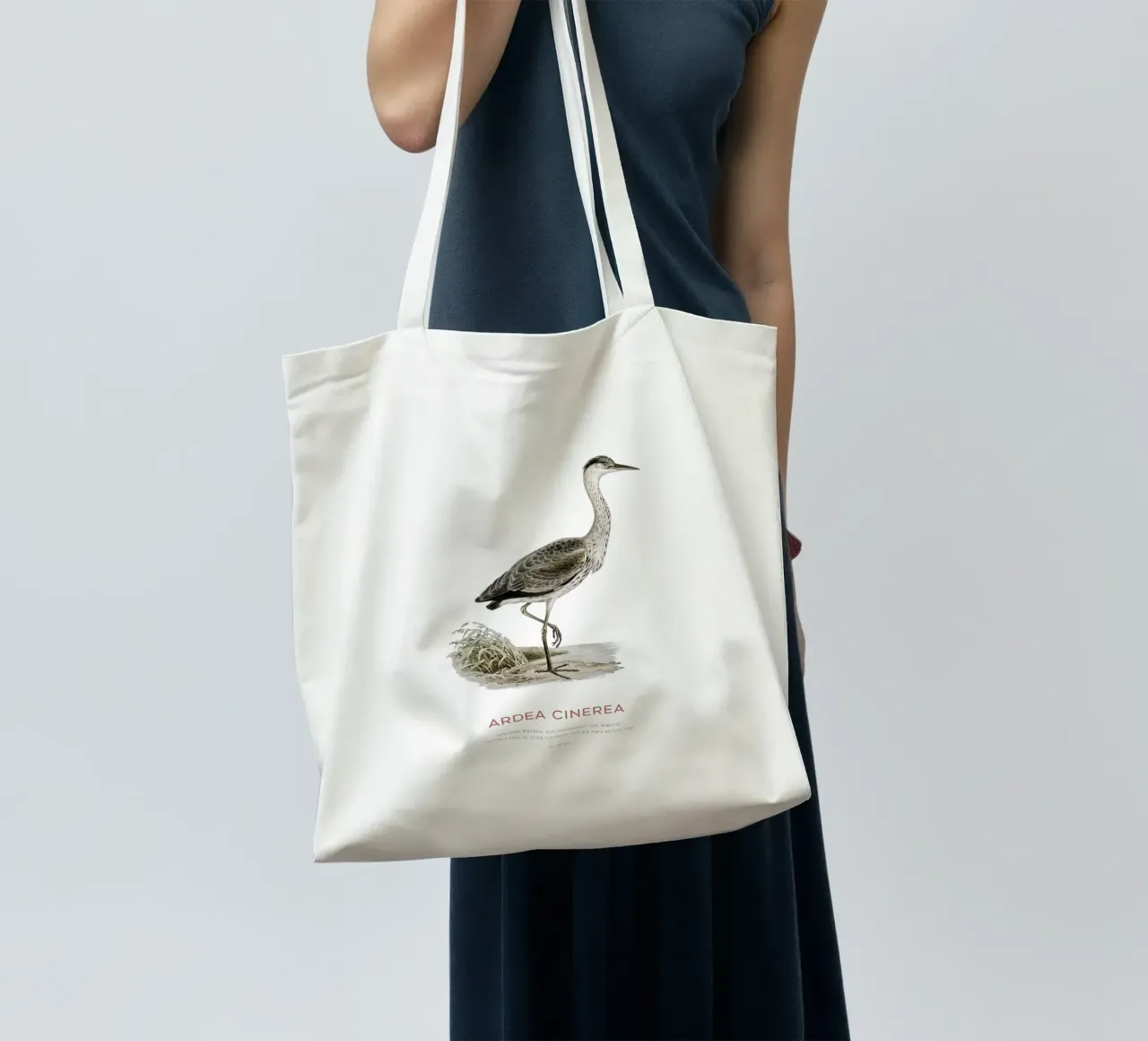Graureiher oder Ardea cinerea Jutebeutel von Vintagrafica