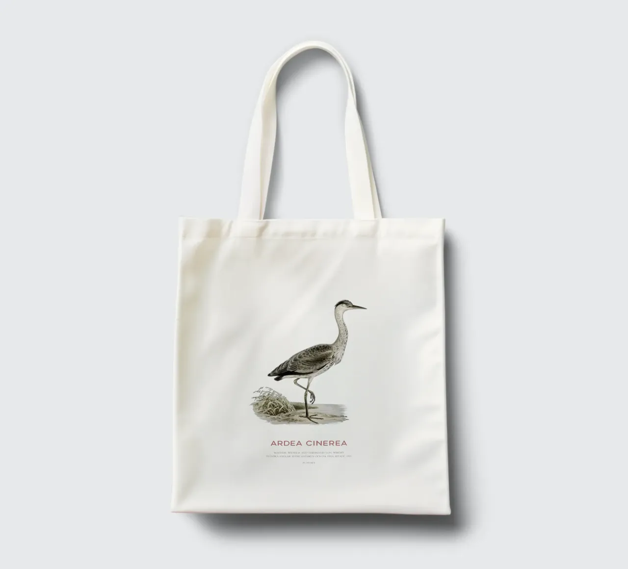 Graureiher oder Ardea cinerea Jutebeutel von Vintagrafica