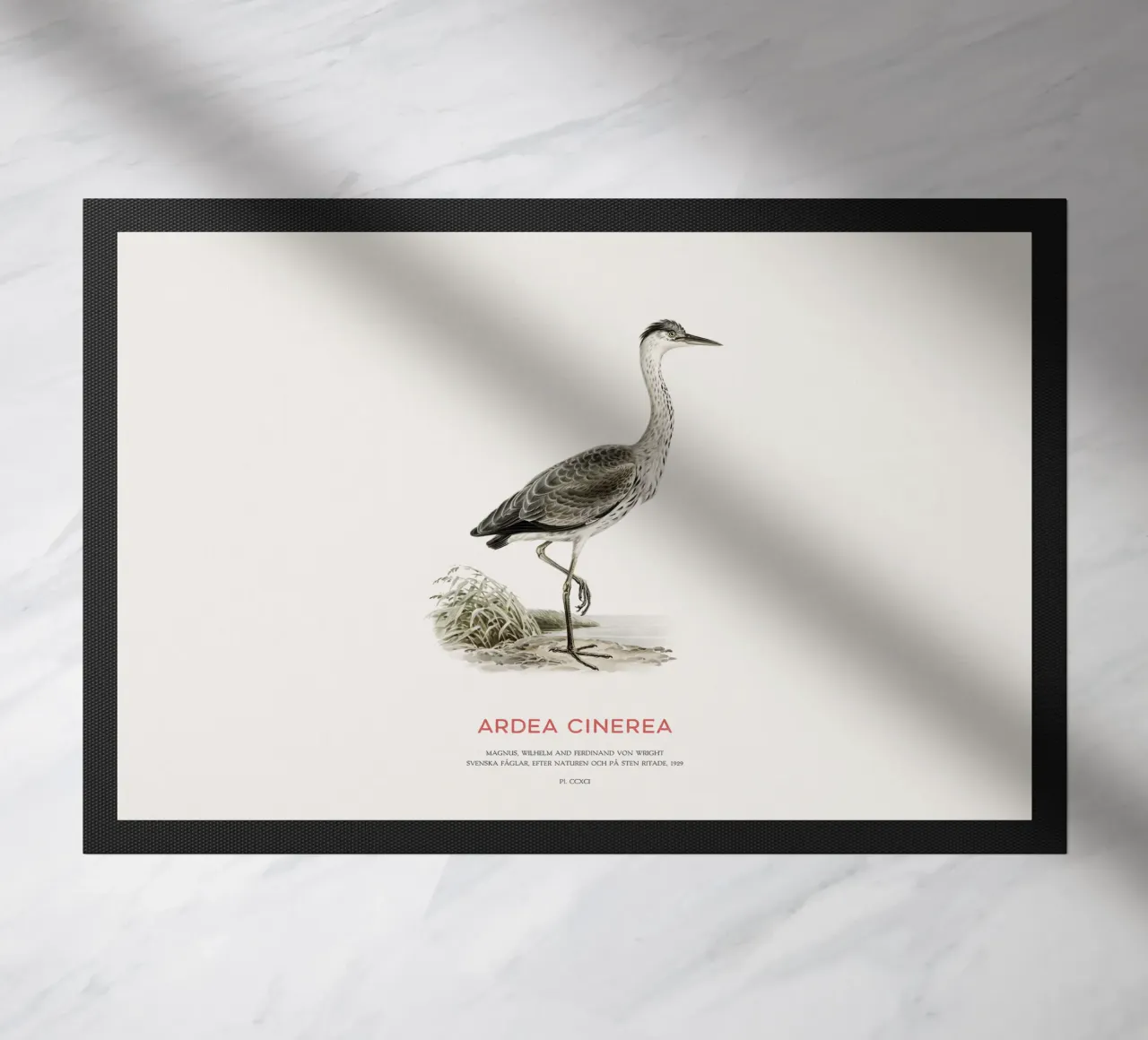 Graureiher oder Ardea cinerea Fußmatte von Vintagrafica
