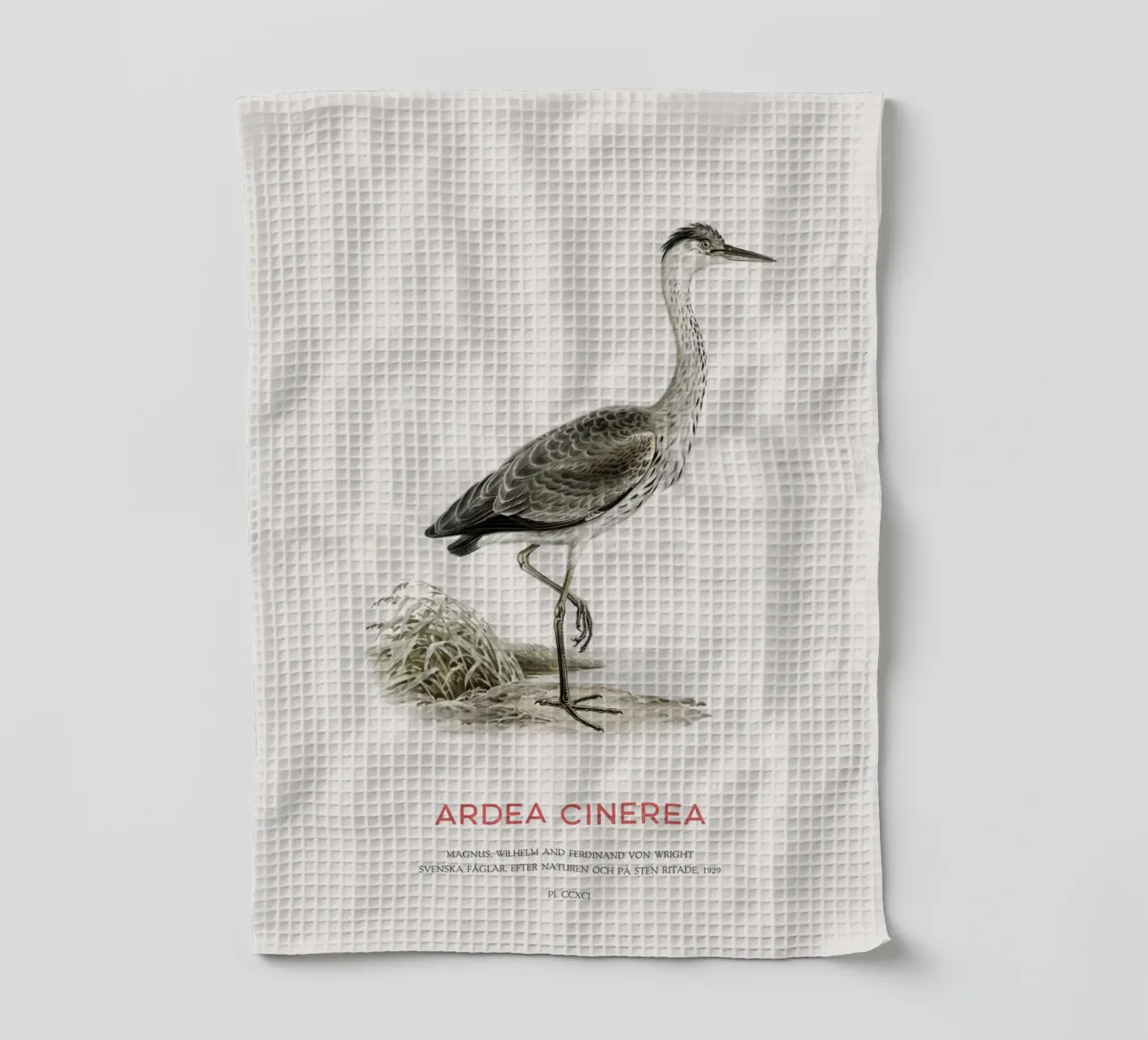 Graureiher oder Ardea cinerea Geschirrtuch von Vintagrafica
