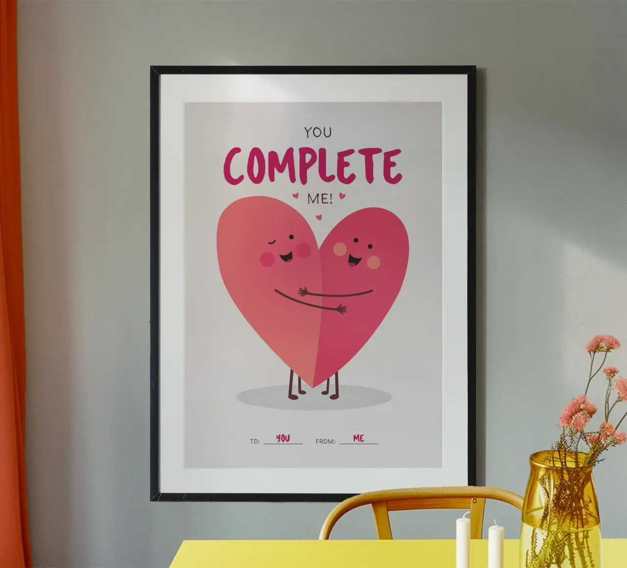 You complete me - Ein Herz und eine Seele poster with aluminum frame by good vibes
