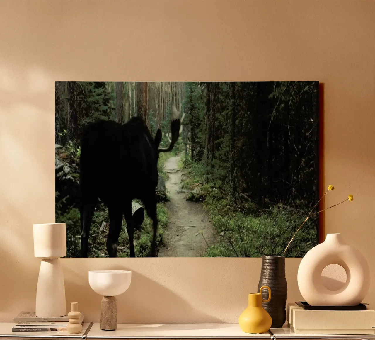 Trail Walking Moose tela con Cornice a cassetta da Kevin Russ
