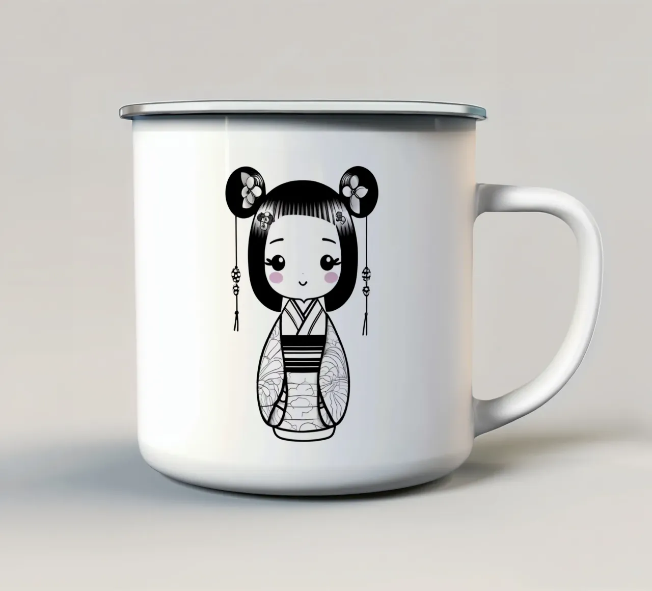 Piccola geisha 4 tazza in smalto da Rezh creations