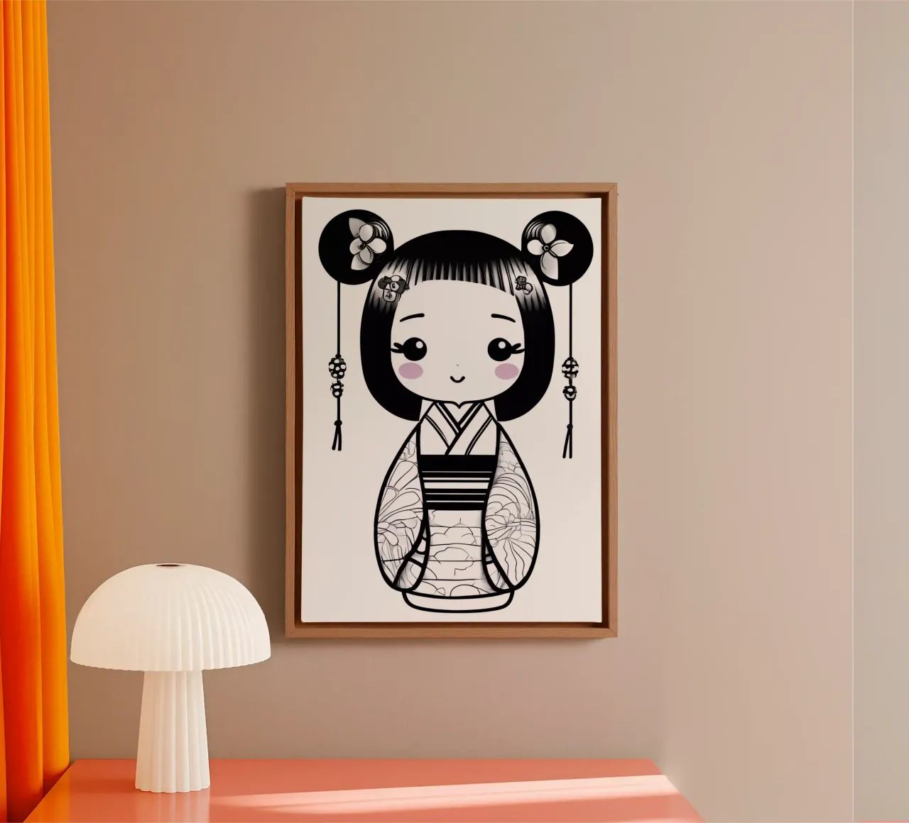 Piccola geisha 4 tela con Cornice a cassetta da Rezh creations