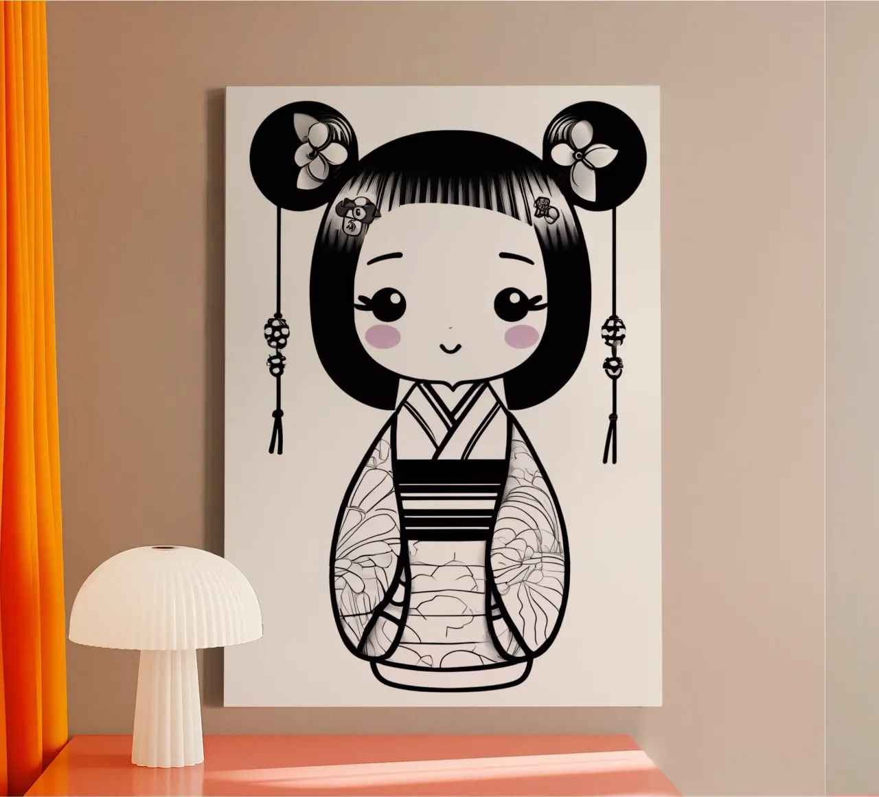Piccola geisha 4 tela con Cornice a cassetta da Rezh creations